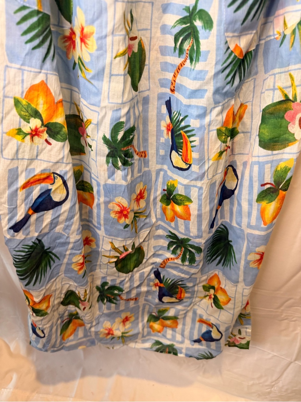 Blue Tropical Print Maxi Dress with Tie Straps - Picture 7 of 9
